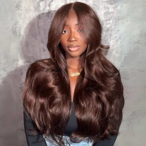 Buy 1 Get 1 Free Chocolate Brown Full Density Glueless 7x5 Lace Colored Straight/ Loose Wave Human Hair Wig