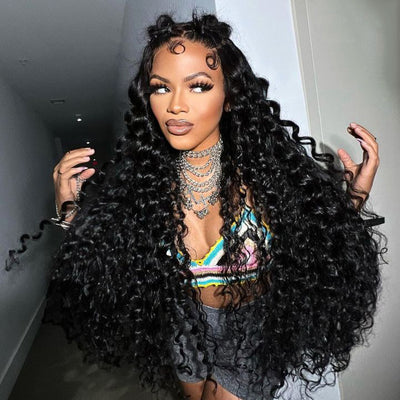 300% Density Glueless Deep Wave 7x5 / 13x4 Transparent HD Lace Front Wig Pre Plucked Hairline Virgin Human Hair  - Amanda Hair