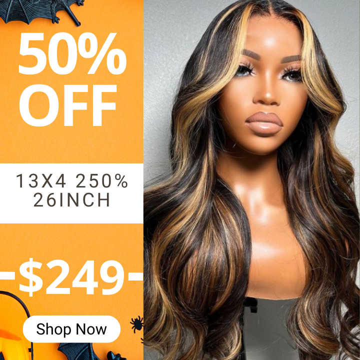 High Density Money Piece Highlight Blonde Body Wave HD Lace Wigs-Clearance Flash Sale