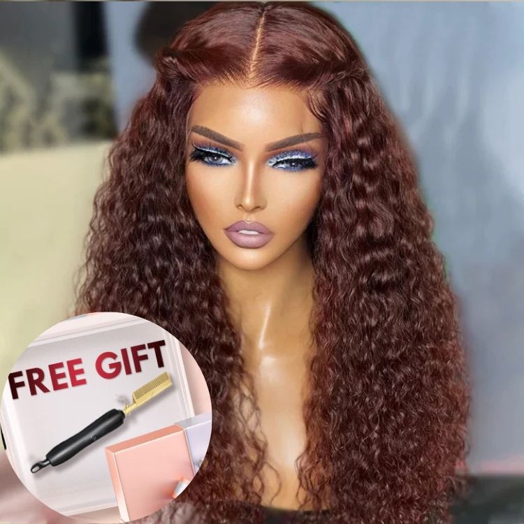 Vente Flash Extra 50% de réduction sur £ ¬ Code £ º HALF50, perruques de dentelle transparentes bouclées brun rougeâtre Deep Hairline 100% cheveux humains HD Clear Lace Front Wigs-Amanda Hair