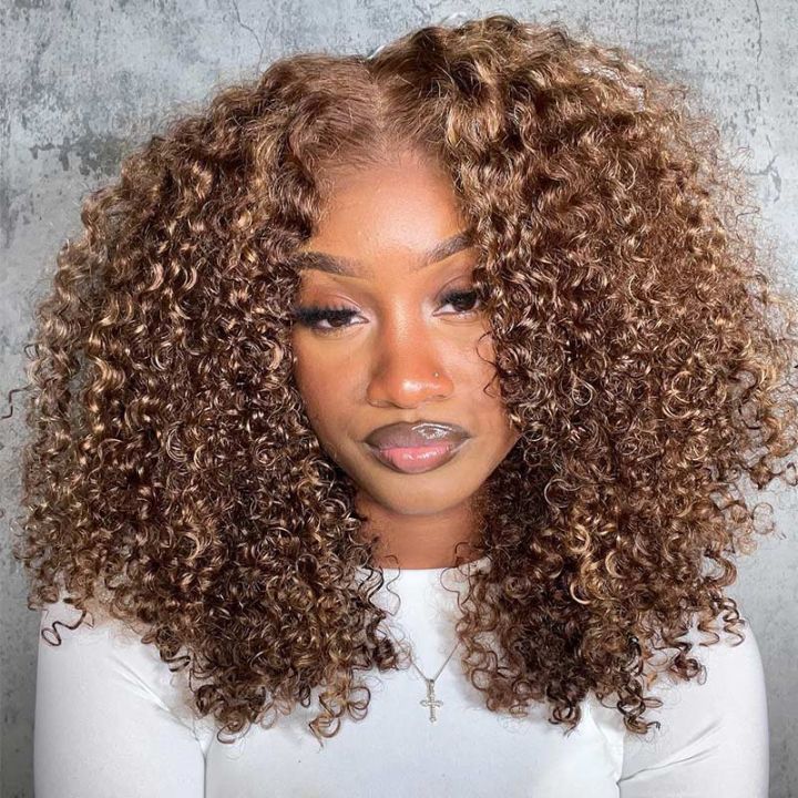 Extra 60% OFF | Flash Sale Glueless Thick Fluffy Afro Curly Human Hair Bob Wigs 13*4/4*4 Invisible Lace Wig For Women No Code Needed -Amanda Hair