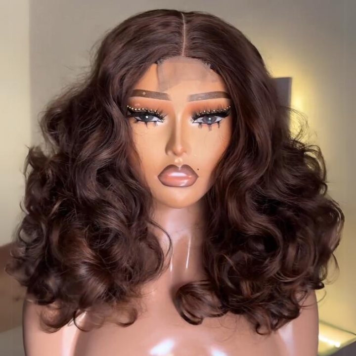 Loose Deep Wave Middle Part Lace Front Wig Human Hair 4*4/13*4 Frontal HD Lace Wig Pre Plucked Hairline - Amanda Hair