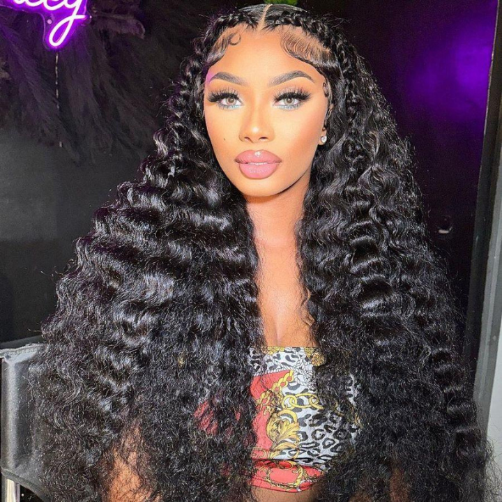 Full 300% Ultra Dense Glueless LaceFrontal Loose Wave Wig Human Hair Wavy Wig Pre Plucked Natural Hairine-Amanda Hair