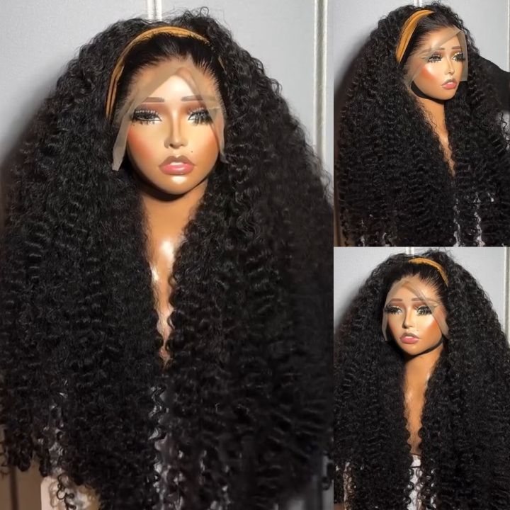 300% Density Curly Glueless 13x4 Lace Front Wig Super Double Drawn - Amanda Hair