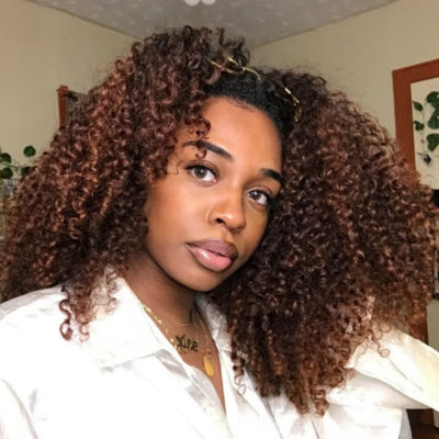 Amanda 7x5/13×6 HD Glueless Lace 300% Density Deep Curly Wig | Ombre Brown & Dark Reddish Brown