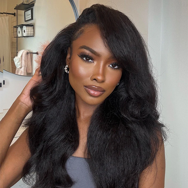 Mechas rubias sin pegamento en una lujosa peluca de ondas profundas y rizadas con encaje frontal - Peluca transparente con encaje frontal y cierre - Amanda Hair