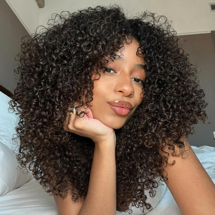 Glueless Luxurious  Super Cute Afro Curly Lace Front Wig 100% Human Hair - Clear Transparent Lace Front/Closure Human Hair Wig- Amanda Hair