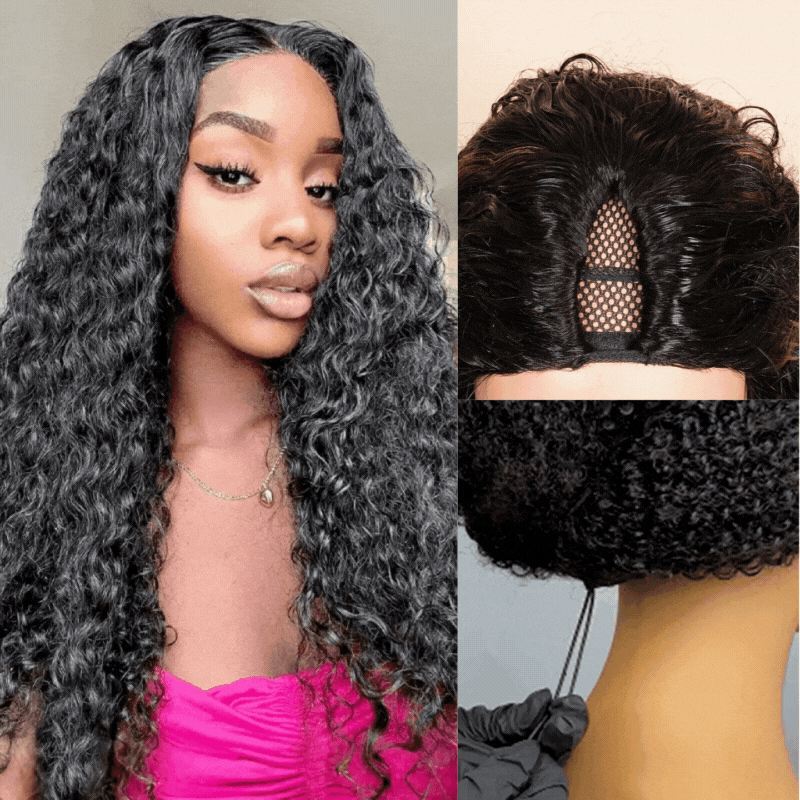Water Wave Upgrade V Part Wig Human Hair Glueless No Leave Out  Wig Invisible Drawstring Flash Sale- Amanda Hair