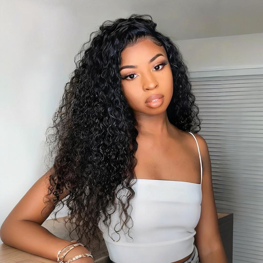 28''=$199 Deep Curly Glueless Wigs 6x4 Lace Closure /13x4 HD Transparent Lace Frontal Wig Human Hair Wig Flash Sale
