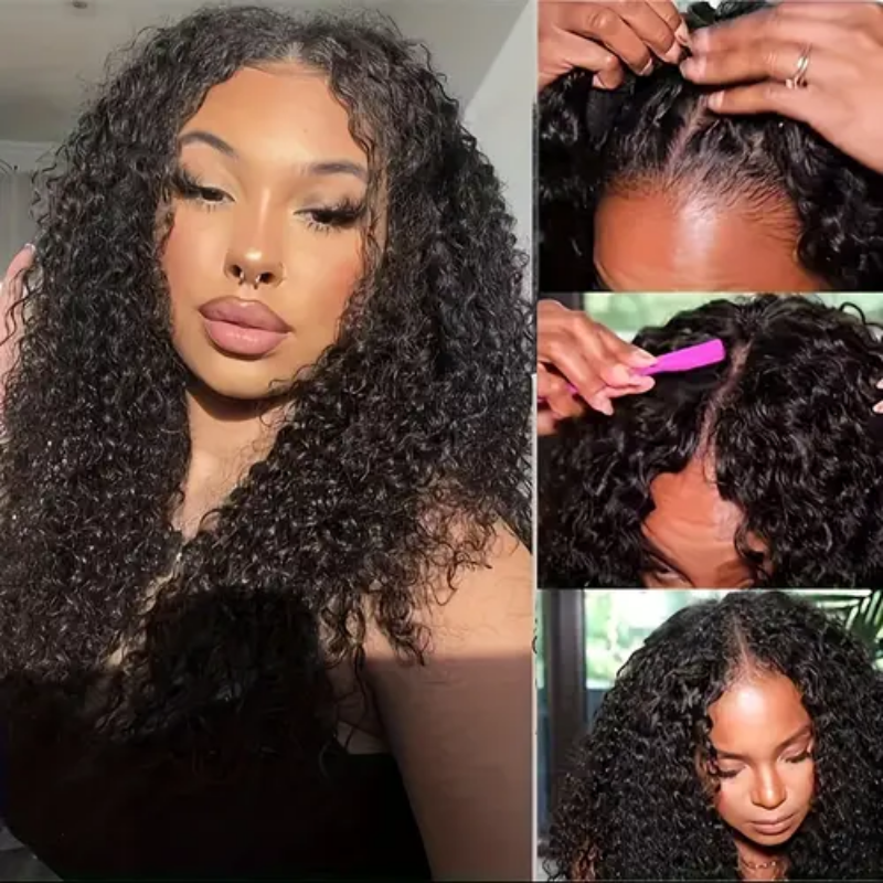 Flash Sale Buy 2 Get 1 Free Upgrade V Part Jerry Curly Glueless Wig Invisi Drawstring Real Scalp Virgin Human Hair