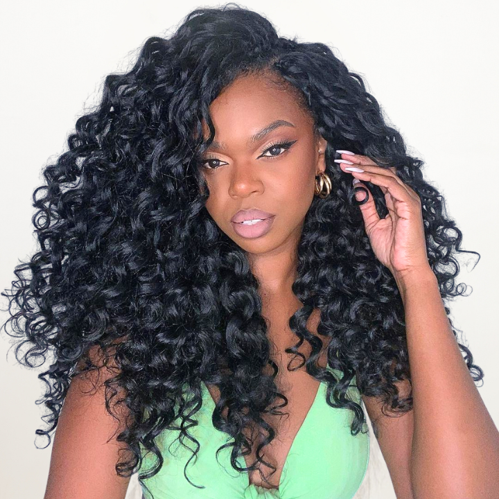 Glueless Loose Deep Curly Clear Transparent Lace Front Wigs For Women-Amanda Hair