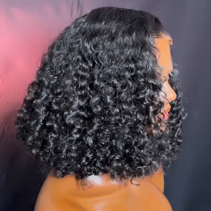 Glueless Short Gorgeous Natural Coily Curl Bob Wig 13*4 Brazilian Human Hair Lace Wig No Code Needed Amanda Hair