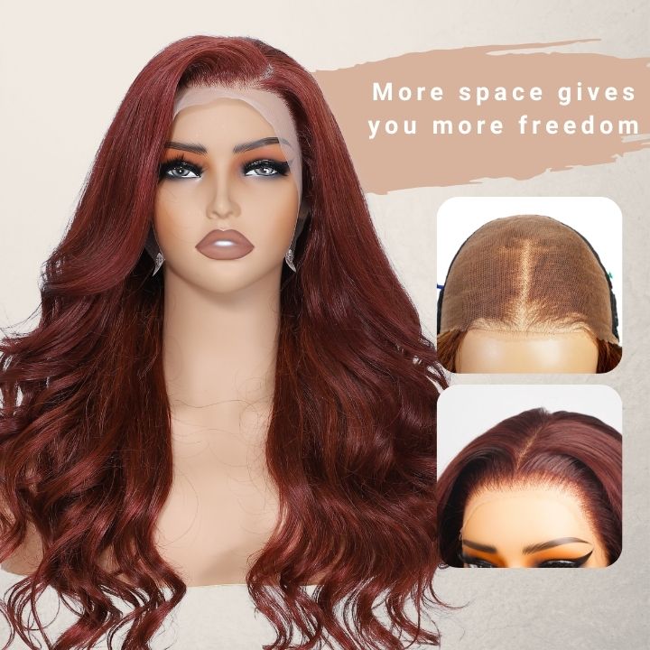 Easy on Wig Human Hair Reddish Brown Loose Wave Glueless Lace Front Color Wigs-Amanda Hair