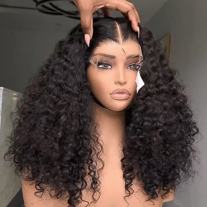 Glueless Deep Wave Curly Lace Front Wig 100% Human Hair - Clear Transparent Lace Front/Closure Human Hair Wig- Amanda Hair