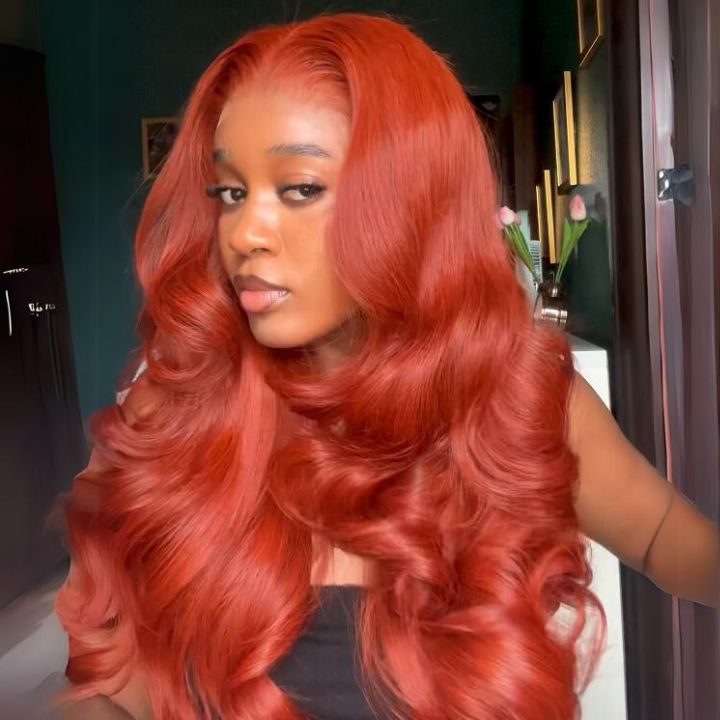 Extra 60% OFF | Reddish Brown Loose Wave  Clear Transparent Lace Front Colored Wigs  Natural 100% Human HairFor Women-Amanda Hair Flash Sale