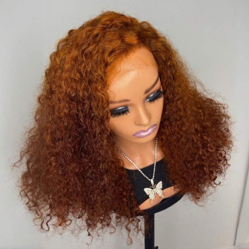 Ginger Orange Color Pixie Curly Glueless Transparent Lace Front Wigs Pre Everything Cinnamon Wigs Human Hair -Amanda Hair
