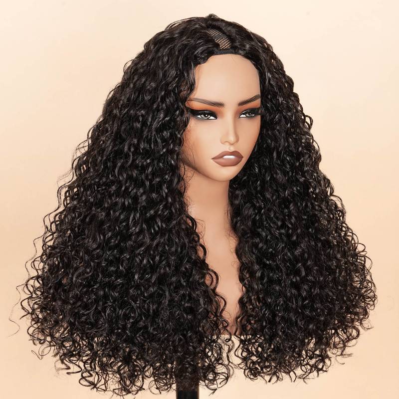 Water Wave Upgrade V Part Wig Human Hair Glueless No Leave Out  Wig Invisible Drawstring Flash Sale- Amanda Hair