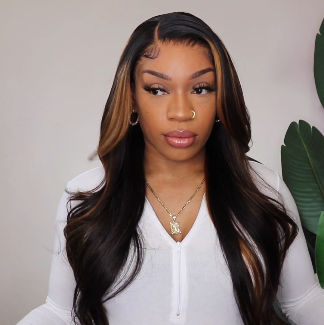 Blayage Highlight 1B/30 Color Body Wave Human Hair 13x4 Lace Front Wigs