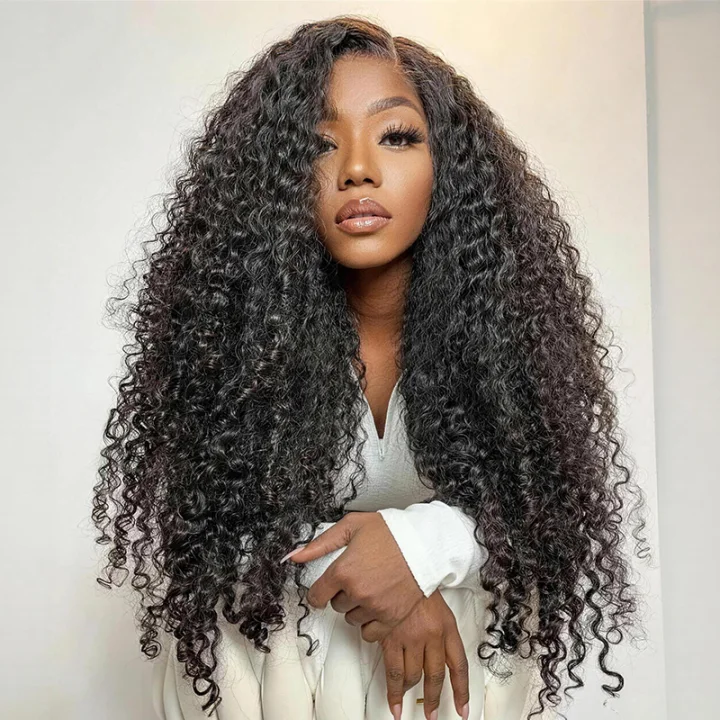 300% Density Luxury custom wigs Glueless 13x4 Full Lace Front Curly Wigs Virgin Human Hair Transparent Lace Front Wig Super Double Drawn Level  - Amanda Hair