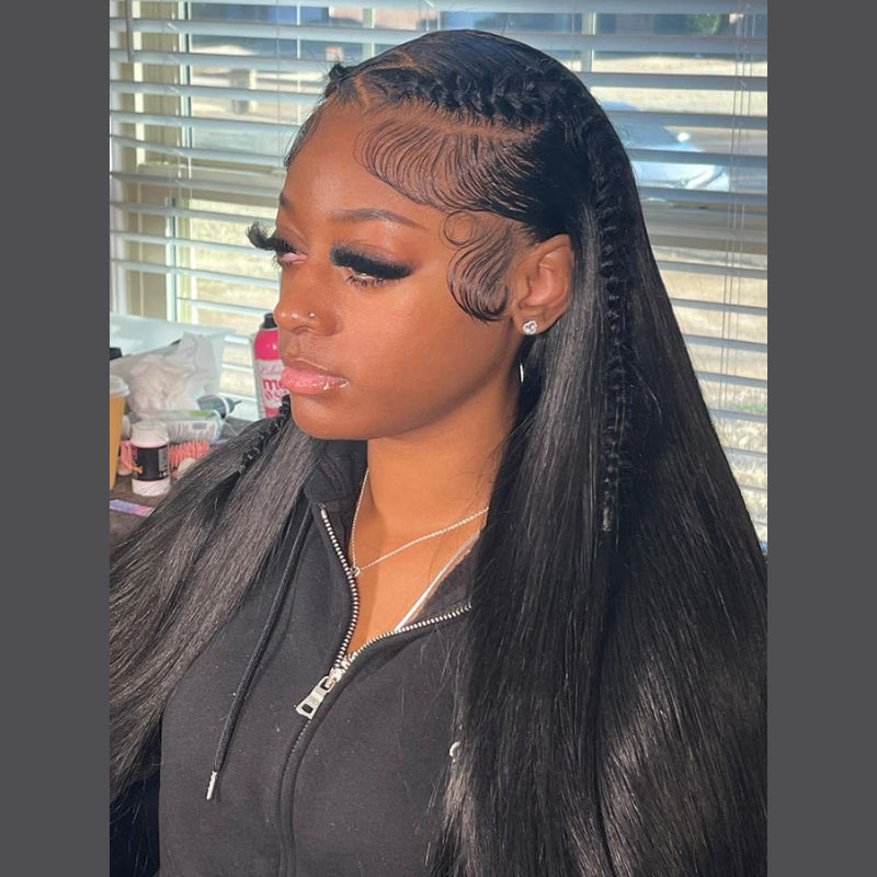 24H Fast Shipping | Pre Braided Hair Glueless 7x5 Lace Side Parting Straight 180% Density Put On and Go Wigs Flash Sale