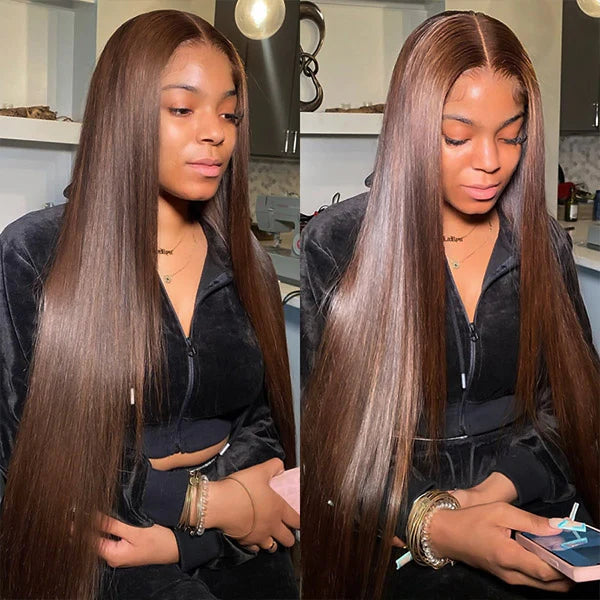 $199=28'' | Pre Everything Straight Hair 13x4 Full Lace Frontal Glueless Wigs Put On & Go HD Transparent Lace Wig Flash Sale-Amanda Hair