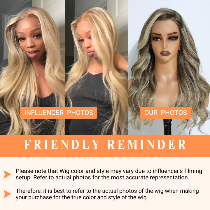 Amanda Hair Body Wave Balayage Highlight Linen 13*4 Lace Wigs P16/613 Lace Front Wigs Human Hair Undetectable Transparent Lace Wigs