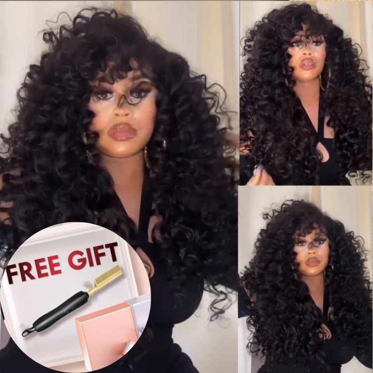 Extra 50% Off | Bouncy Deep Wave Glueless Lace Wig Pre Cut Lace with Natural Hairline Mini Knots