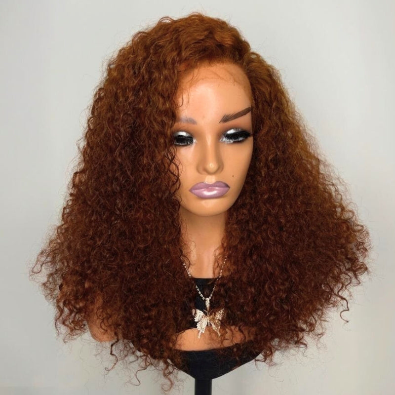 Ginger Orange Color Pixie Curly Glueless Transparent Lace Front Wigs Pre Everything Cinnamon Wigs Human Hair -Amanda Hair