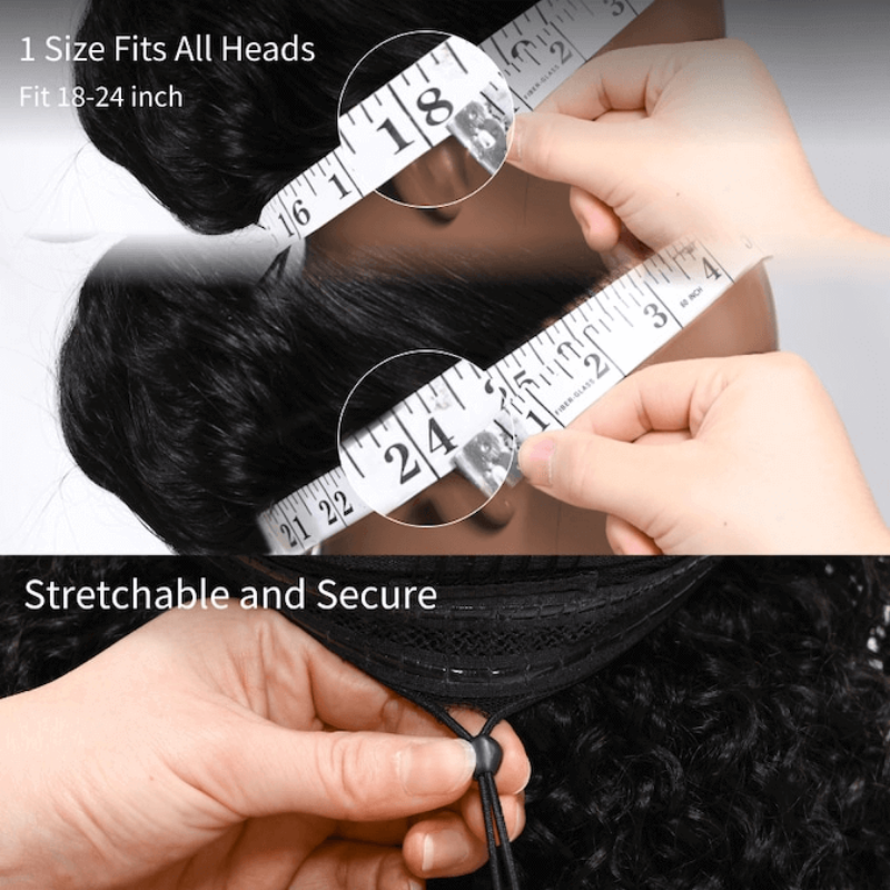V Part Highlight Brown Water Wave Wig Handwoven Invisible Drawstring Glueless 100% Human Hair  Beginner Friendly Flash Sale-Amanda Hair