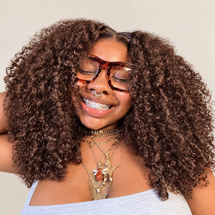 Amanda 300% Density 7x5/13×6 HD Glueless Lace Deep Curly Wig | Ombre Brown & Dark Reddish Brown