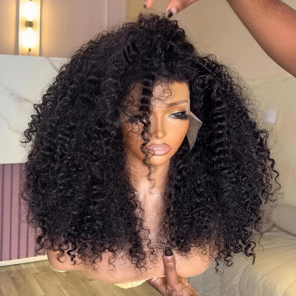 300% Density Luxury custom wigs Glueless 13x4 Full Lace Front Curly Wigs Virgin Human Hair Transparent Lace Front Wig Super Double Drawn Level  - Amanda Hair