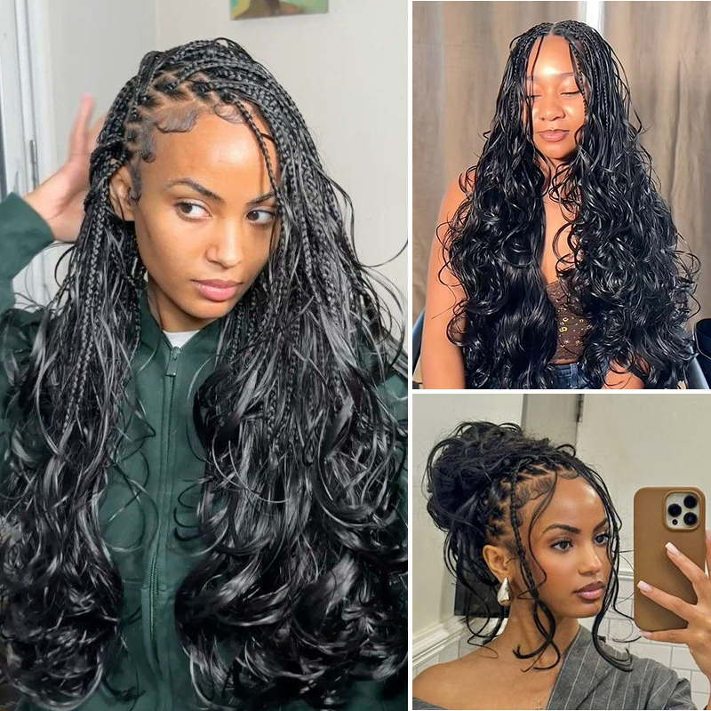 Feather Crochet Human Hair Bundles Water Wave / Body Wave for Boho Braids with Miracle Knots Flash Sale