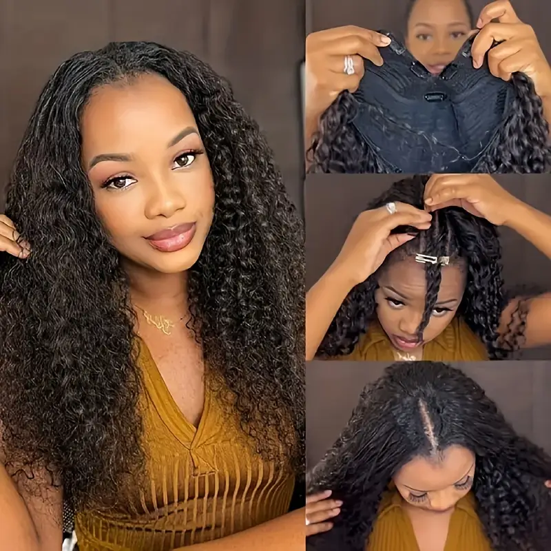 Flash Sale Buy 2 Get 1 Free Upgrade V Part Jerry Curly Glueless Wig Invisi Drawstring Real Scalp Virgin Human Hair