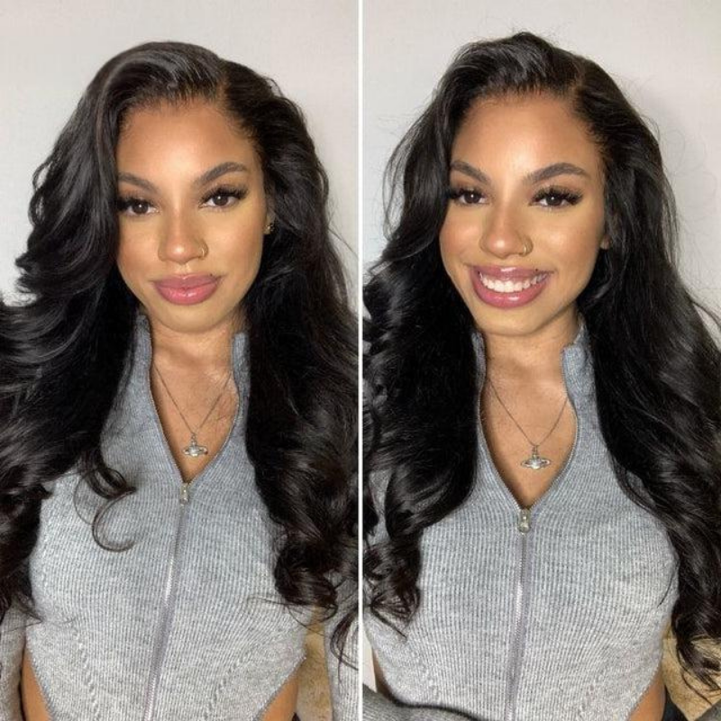 Glueless Body Wave 7x5/13x4  HD Transparent Lace Pull And Go Invisible Drawstring Human Hair Wigs With Natural Hairline-Amanda Hair