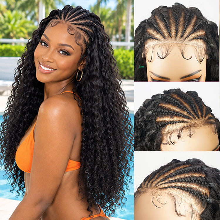 $109=26'' | 24H Fast Shipping Pre Braided Hair Water Wave Glueless 7x5 Lace Wig 200% Density Flash Sale (US Only)