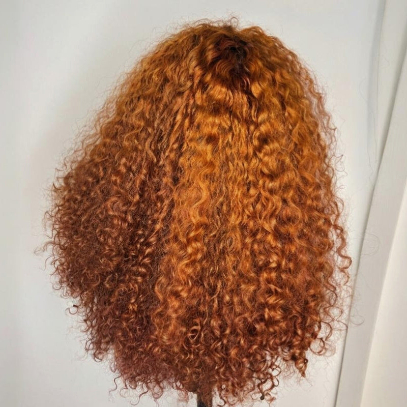Ginger Orange Color Pixie Curly Glueless Transparent Lace Front Wigs Pre Everything Cinnamon Wigs Human Hair -Amanda Hair