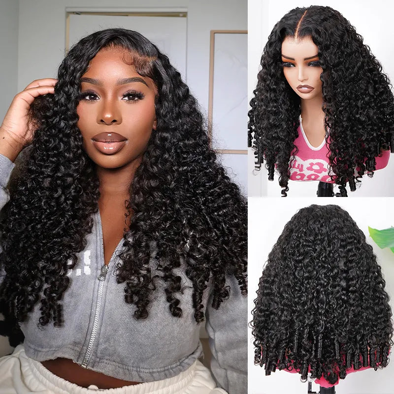 Burmese Curly Spiral Curls End Glueless 13x6 Lace Wig Flexible Fit Drawstring Put On And Go Natural Hairline  - Amanda Hair