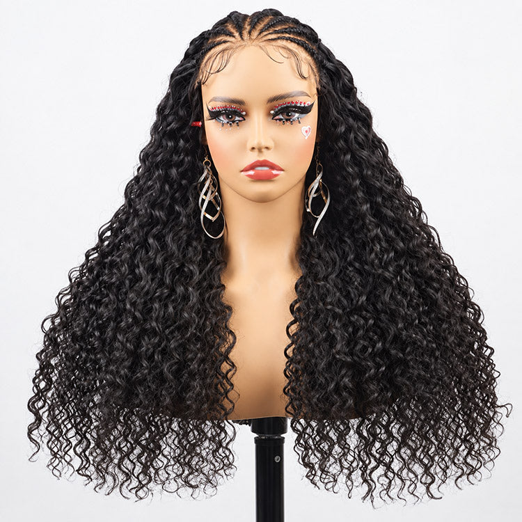 $109=26'' | 24H Fast Shipping Pre Braided Hair Water Wave Glueless 7x5 Lace Wig 200% Density Flash Sale (US Only)
