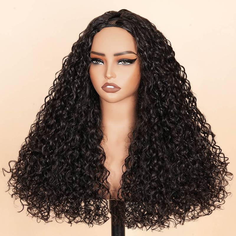 Water Wave Upgrade V Part Wig Human Hair Glueless No Leave Out  Wig Invisible Drawstring Flash Sale- Amanda Hair
