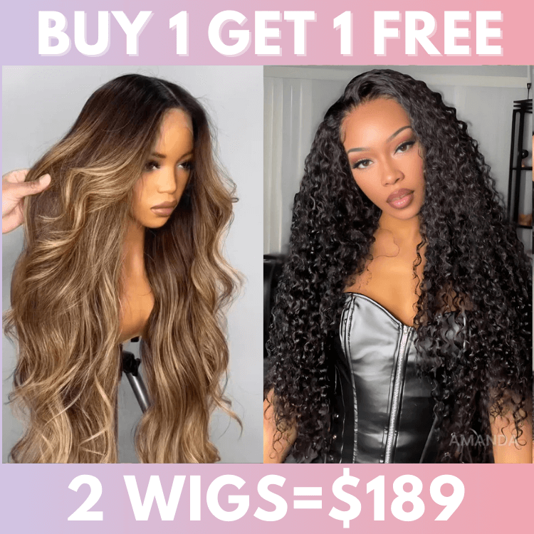 Bogo Flash Sale| Highlight Honey Blonde Mix Brown Loose Wave Glueless 7x5 HD Lace Wig + Pre Everything Long Curly Hair 13x4 Full Lace Frontal Wig