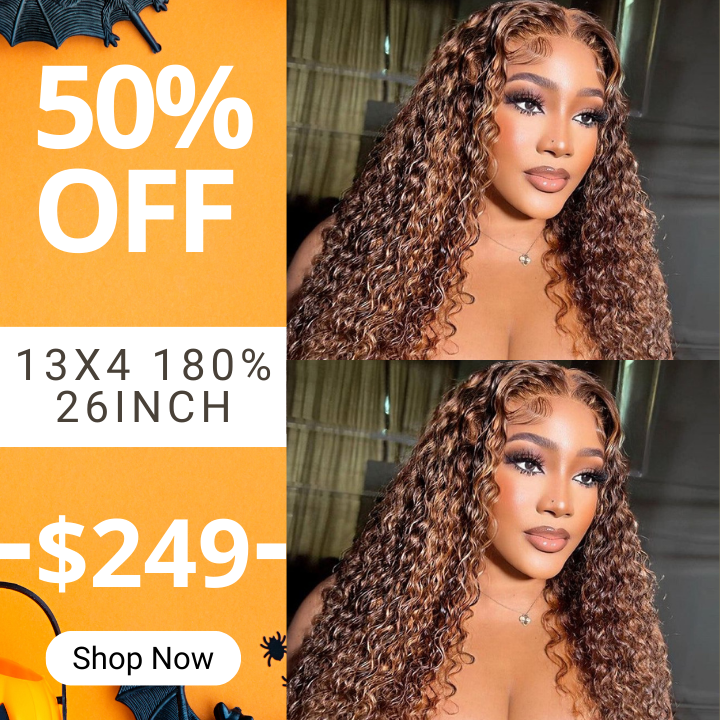 Highlight Water Wave Dark Brown Ombre Blonde Wig-Clearance Flash Sale