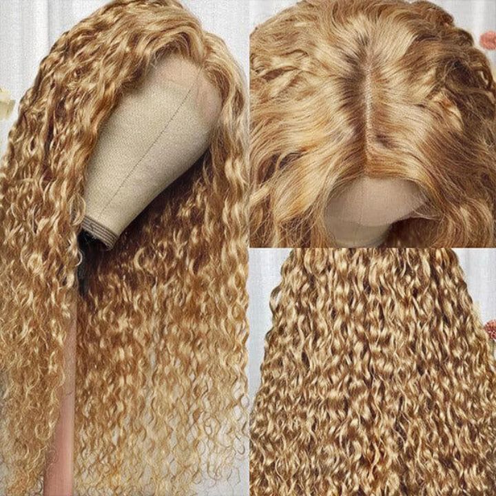 Highlight Curly Lace Front Perruque de cheveux humains Ombre Blonde Lace Front Wig pour femmes-Amanda Hair