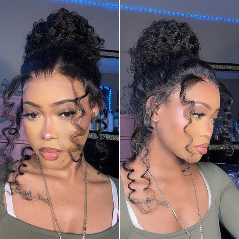 Deep Curly Snug Fit 360 Invisible Strap Glueless Pre-Bleached And Pre-Cut Lace Human Hair Wig