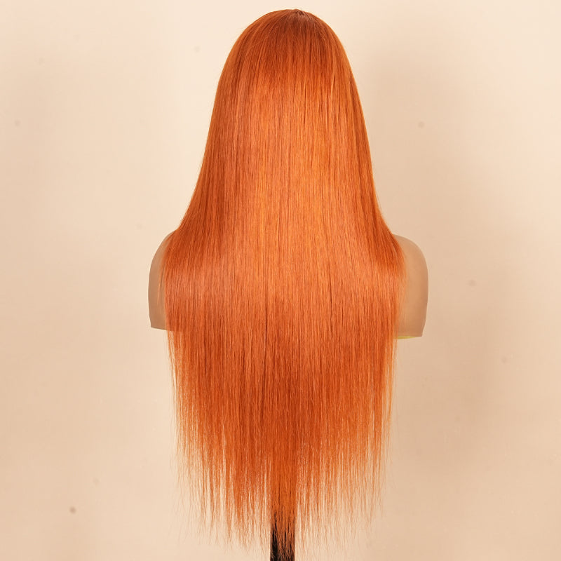Burnt Orange Straight And Body Wave 13x4 Lace Front Ginger Colored Wig Human Hair - Amanda Hairs