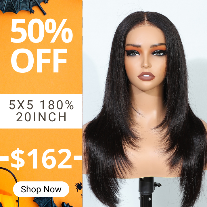 Glueless Haircut Layered Straight 5x5 Lace Closure Wigs-Clearance Flash Sale