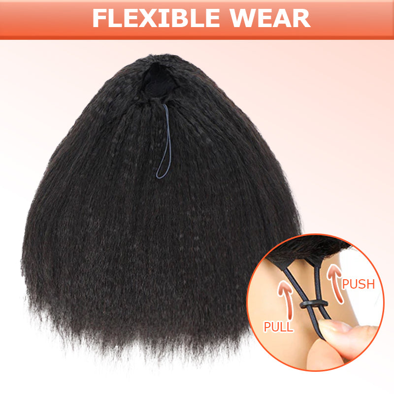 3 In 1 Half Wig | Highlight Brown Jerry Curly Put On & Go Half Wig Flip Over Invisi Drawstring Wig Flash Sale