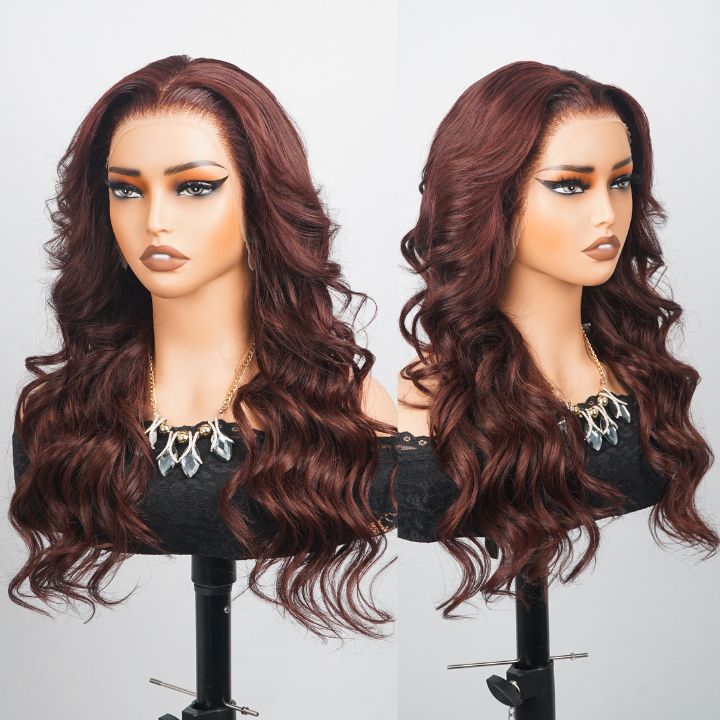 Sunshine Chic Loose Wave Reddish Brown Lace Wigs Human Hair Undetectable Transparent Lace Wigs - Amanda Hair