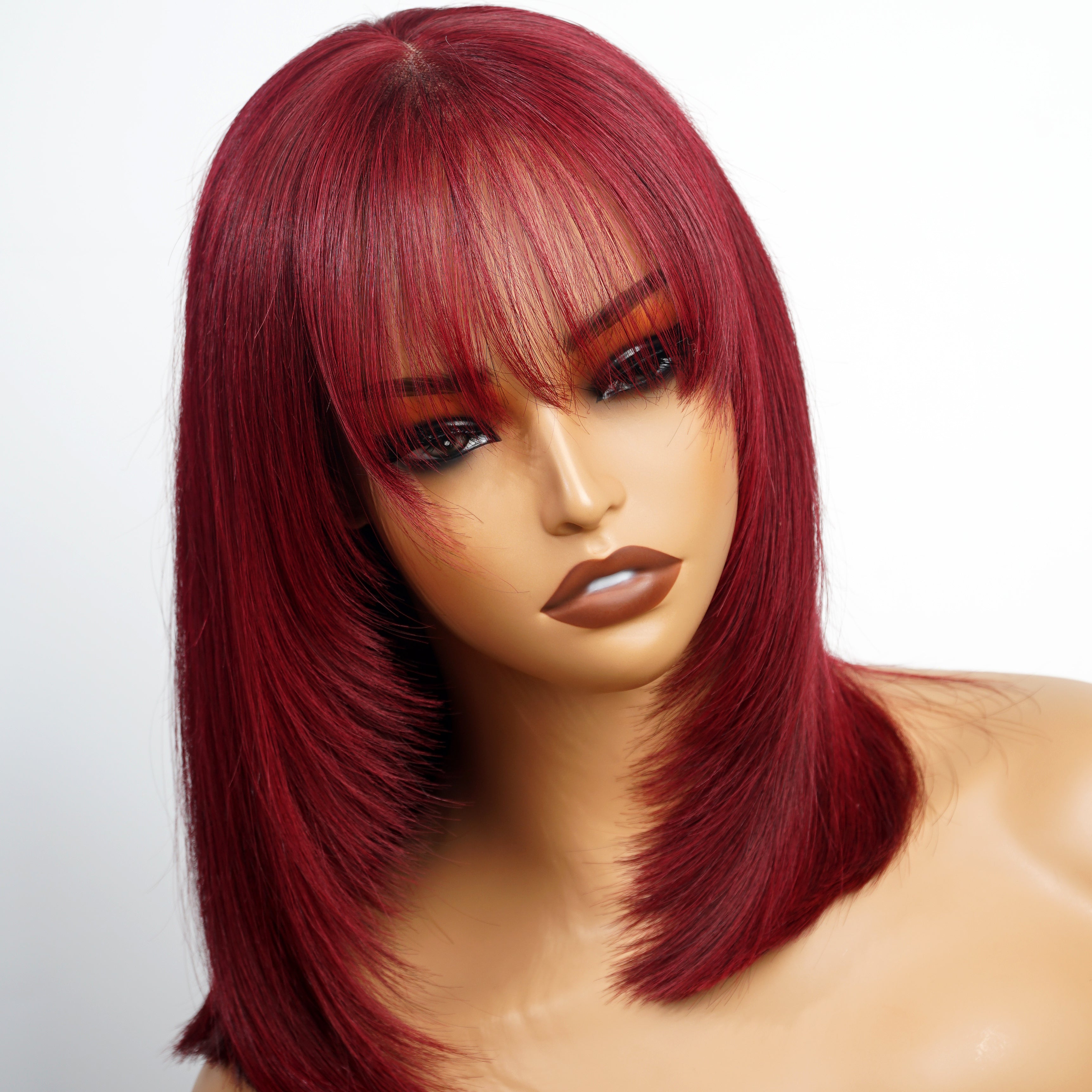Summer Wig Choice Glueless Short Straight Bob Wig  Red Colored Hair Bob Wigs No Code Needed Amanda Hair