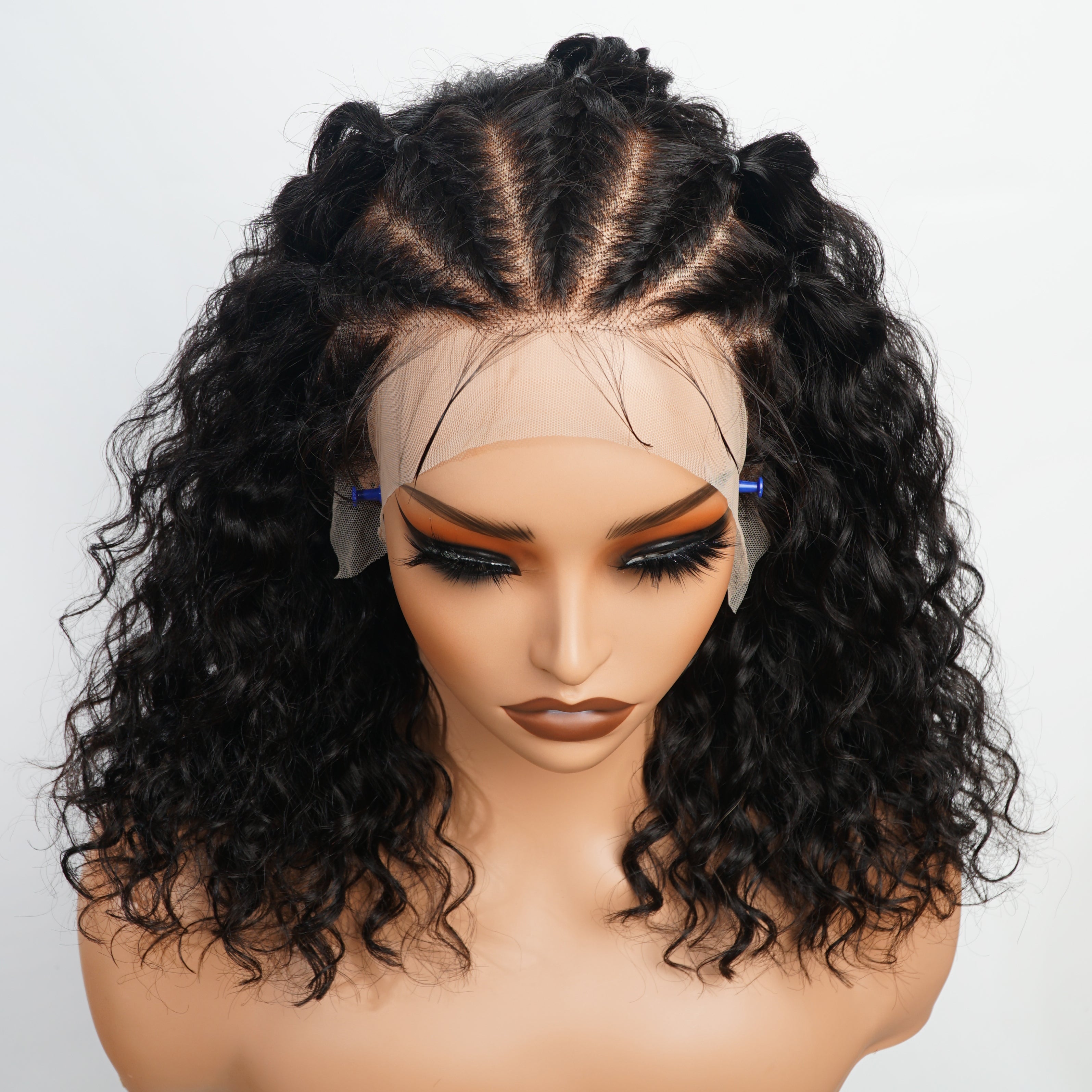 Braided Water Wave Hair 13x6  Transparent HD Lace Front Wig Glueless Long Wigs Real Human Hair Wigs For Women-Amanda Hair