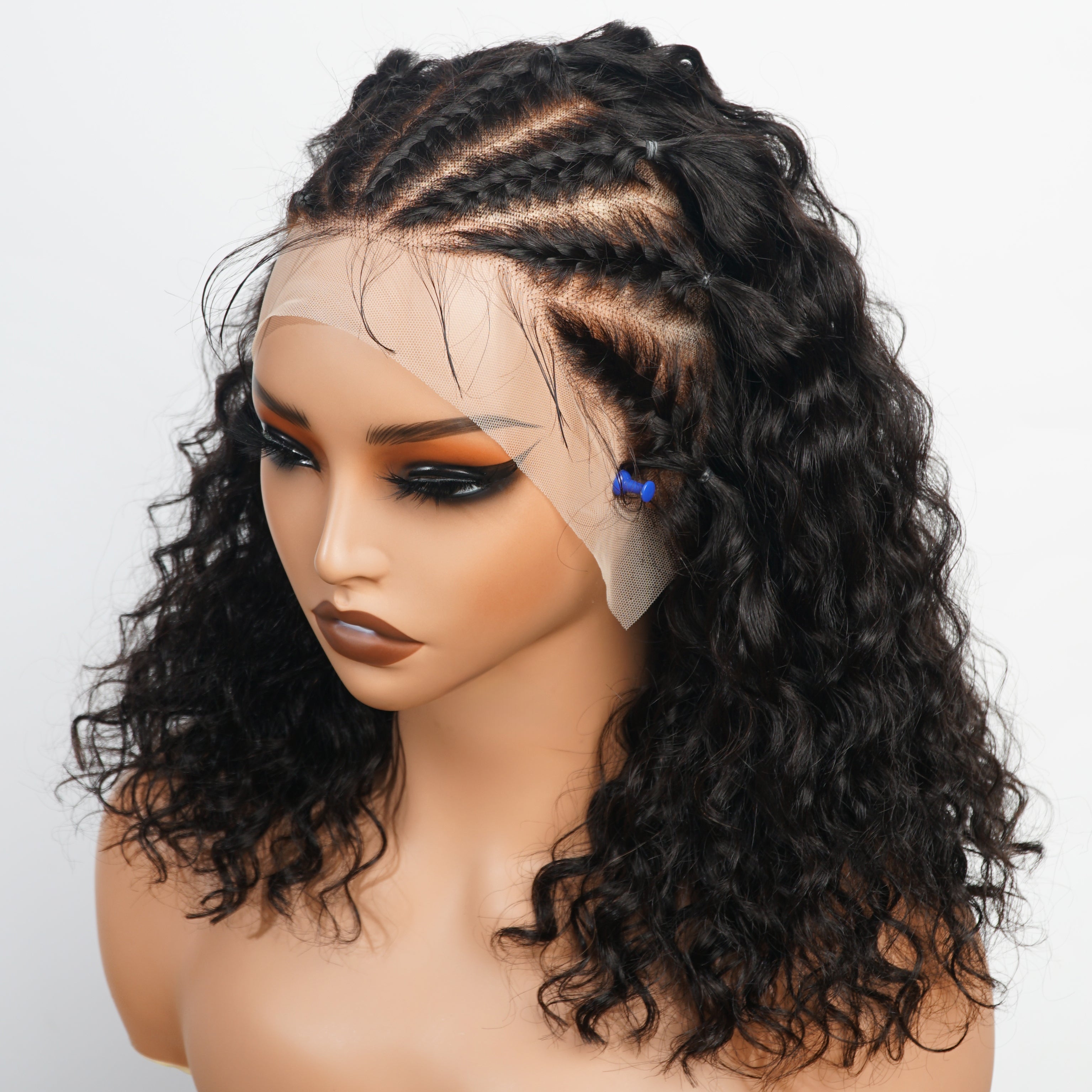 Braided Water Wave Hair 13x6  Transparent HD Lace Front Wig Glueless Long Wigs Real Human Hair Wigs For Women-Amanda Hair